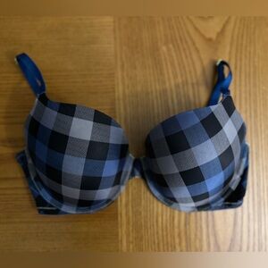VS Lined Demi VGC 34DD BLUE BLACK CHECK
